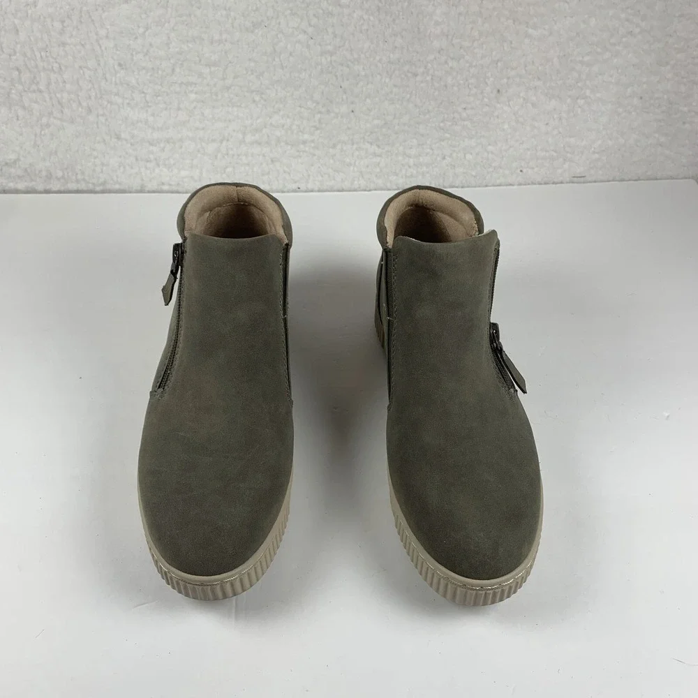 SOUL Naturalizer Turner-Mid Comfort Booties Women 8 Dark Olive Faux Leather 7834